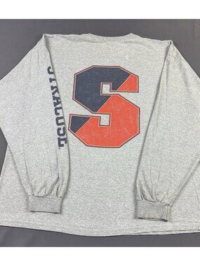 Rare Vintage Y2K Syracuse University NCAA Gray Longsleeve Shirt Collegiate 2XL